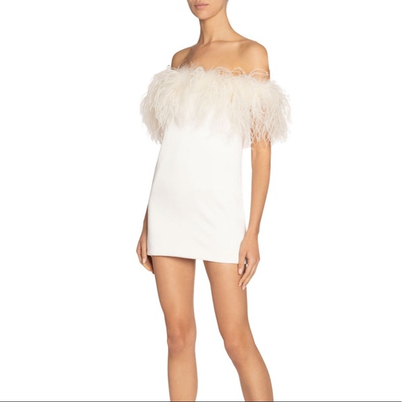 ostrich feather mini dress Ostrich Feather Rhinestone Mini Dress Ver Luisant